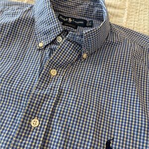 Ralph Lauren Yarmouth 16.5 32/33 Men’s blue yellow Plaid Button Down Shirt GUC